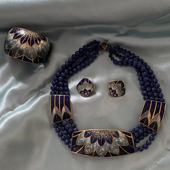 Artist David Kuo complete Champleve Jewelry set. Circa 1980. - Picture 6 of 16